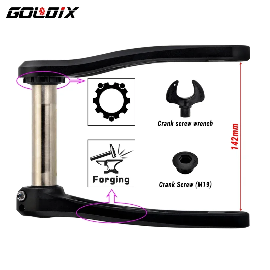 GOLDIX BIcycle Crankset 170/175mm Length Forging Crank Wide and Narrow Teeth Chainring 30/32/34/36/38T Install Directly