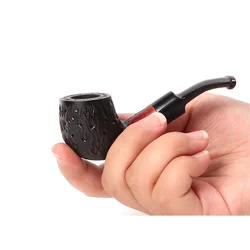 Briar Wood Pipe 3mm Filter Mini Palm Tobacco Pipe Retro Gentleman Bent Type Handmade Smoking Pipe With Accessory Dad's Gift