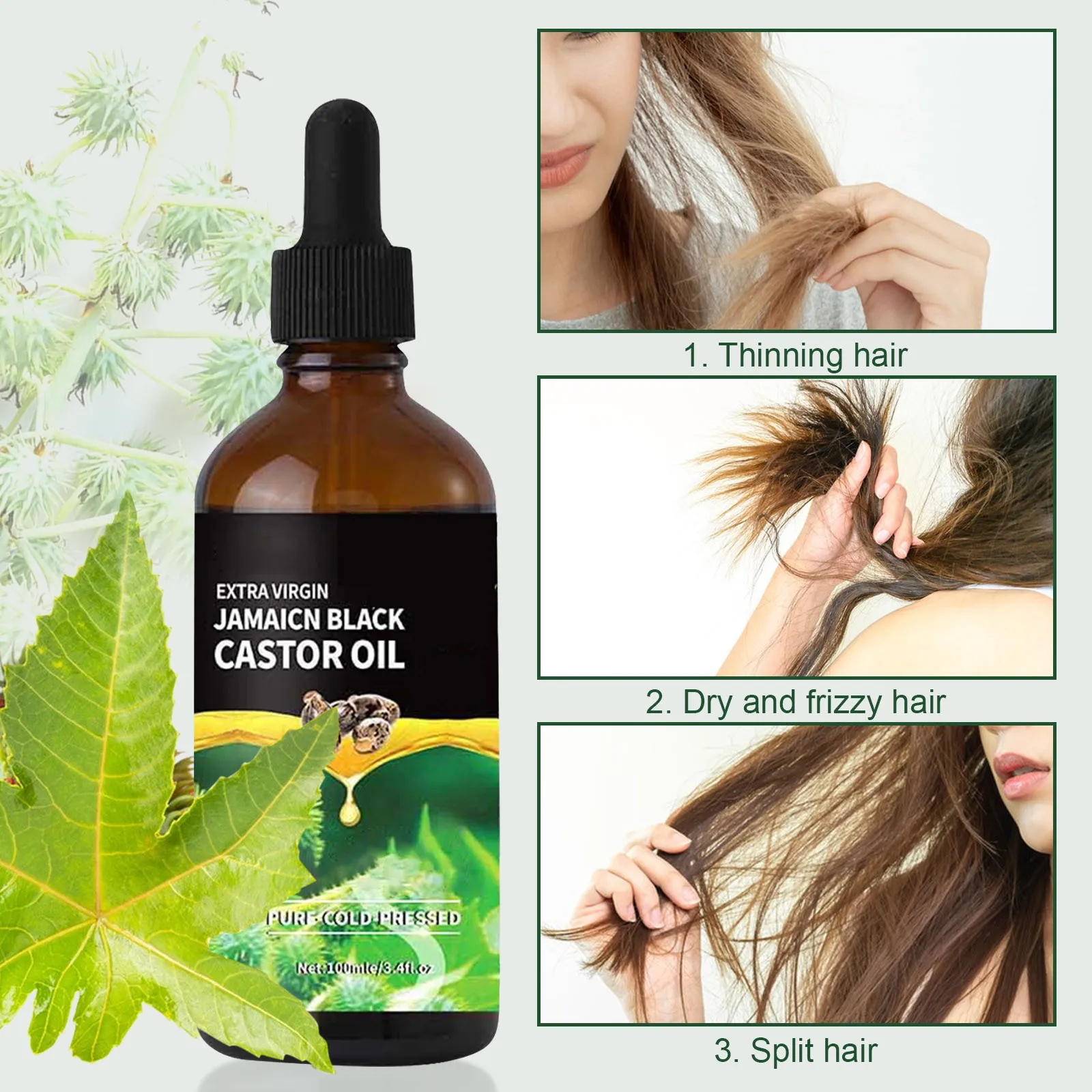 Jamaican Black Castor Oil Organic Castor Oil Cold Black Castor Oil Organic For Body Hair Skin,Massage Oil Hair Nourishing 100ml view 4