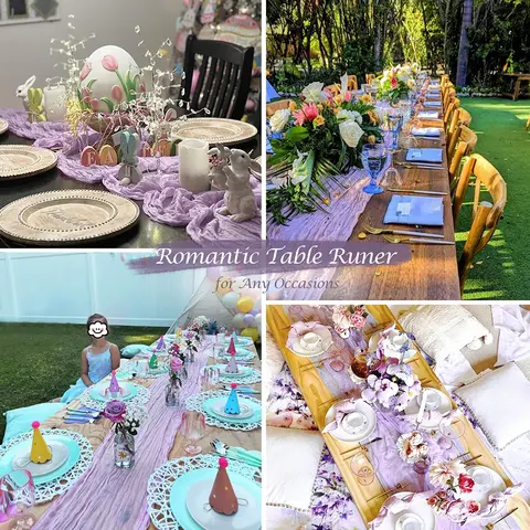 Lila Lila Ostduk Bordlöpare Boho Rustik Gasväv Lavendel Lila Bordlöpare Bröllop Möhippa Födelsedagsdekoration 10 best sales bordlöpare grön - №8