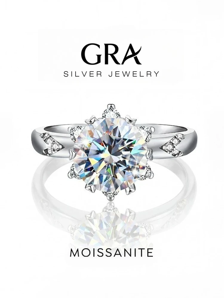 Luxuriöse Echte 2CT Moissanit-Diamant-Edelsteinringe für Damen 925 Sterling Silber Solitär Hochzeit Verlobung Edle Schmuckstücke – Detail 1