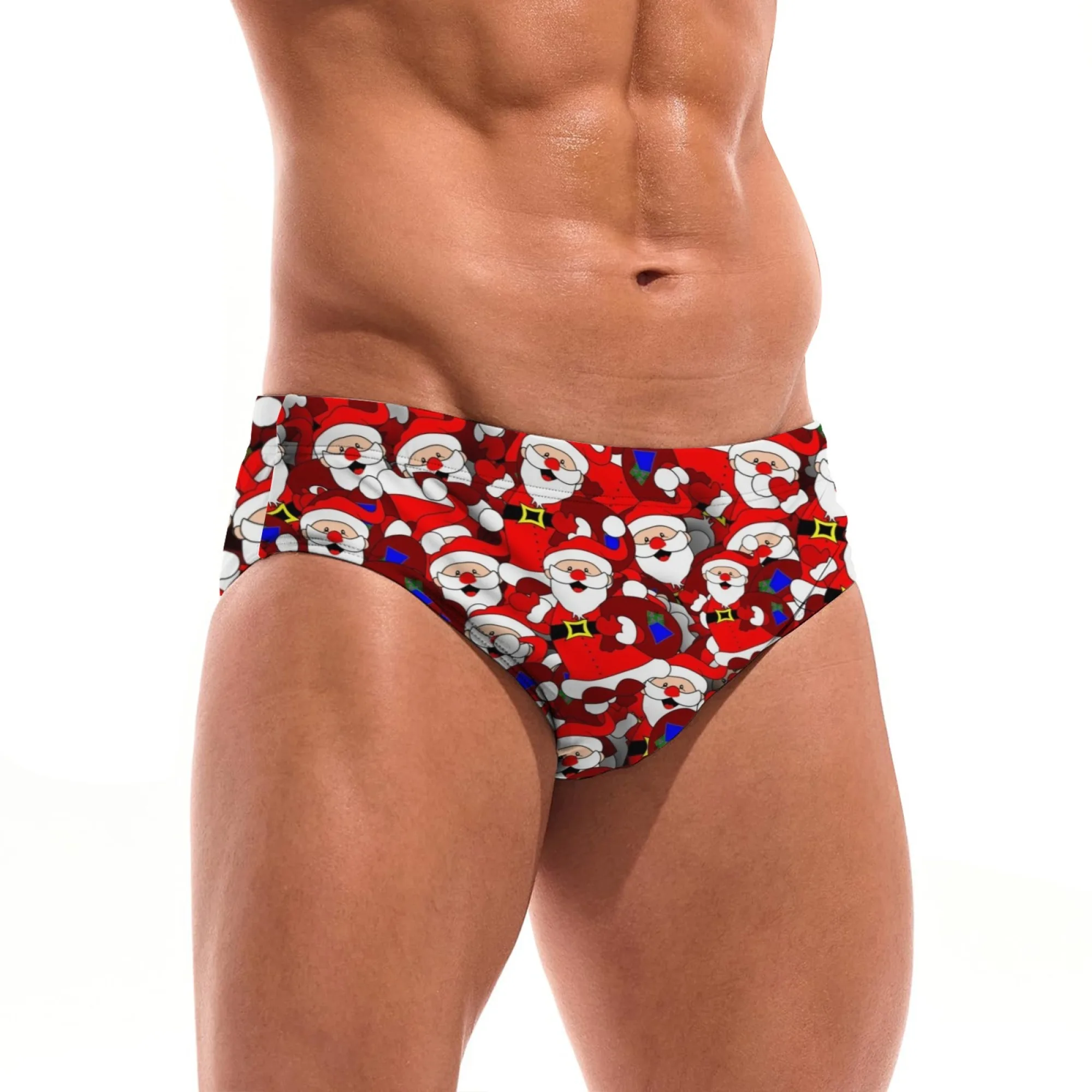 

Santa Claus Printed Men's Underwear Lightweight, Comfortable, Breathable Sexy Bikini Beach Shorts Pool Briefs Swimwear Fun Gift