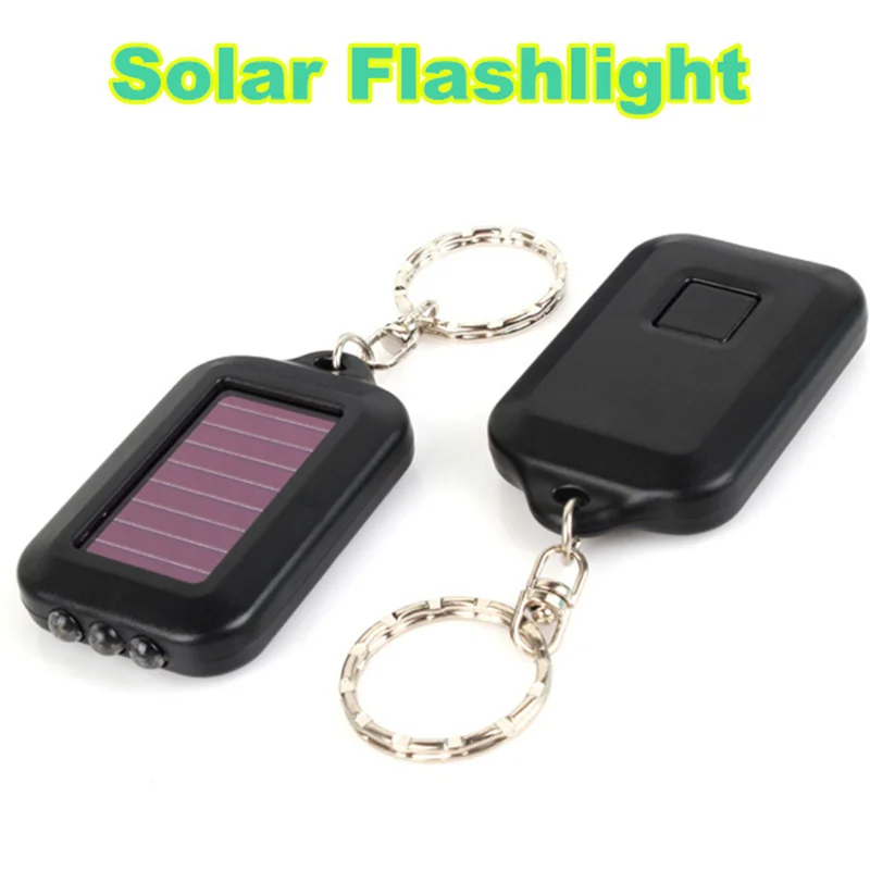 Upgrade Solar Power Mini Flashlight Keychain with 3 LED Light Solar Lamp for Hiking Travel Camping Outdoor Lighting