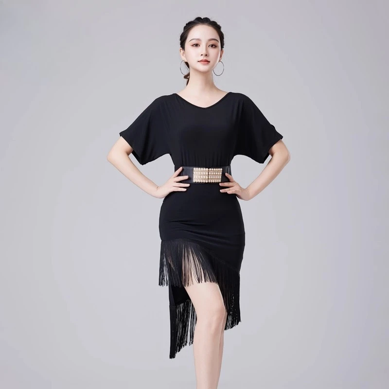Vestido de dança latina favorecedor de figura para mulheres adultas, novo roupa de treinamento de dança profissional, traje premium para prática e performance