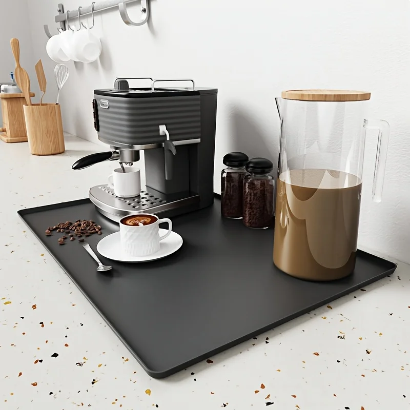 2-in-1 Silicone Coffee Mat, Suitable for Coffee Bar Protection. for Espresso Machines and Drip Dry Mats with Non-Slip Design