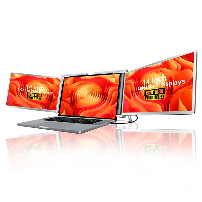

Тройной портативный удлинитель экрана монитора, совместимый с ноутбуком 14-17 дюймов, двойной 14-дюймовый монитор FHD