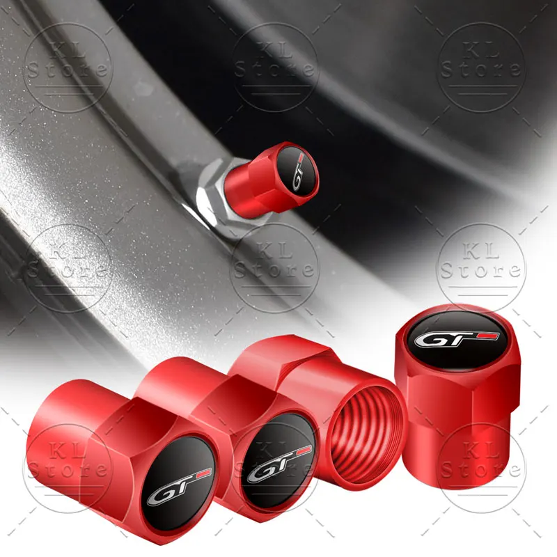 4Pcs/Set GT Emblem Car Wheel Tire Valve Caps Metal Stem Dust Proof Cover For Peugeot GT 308 508 3008 5008 2008