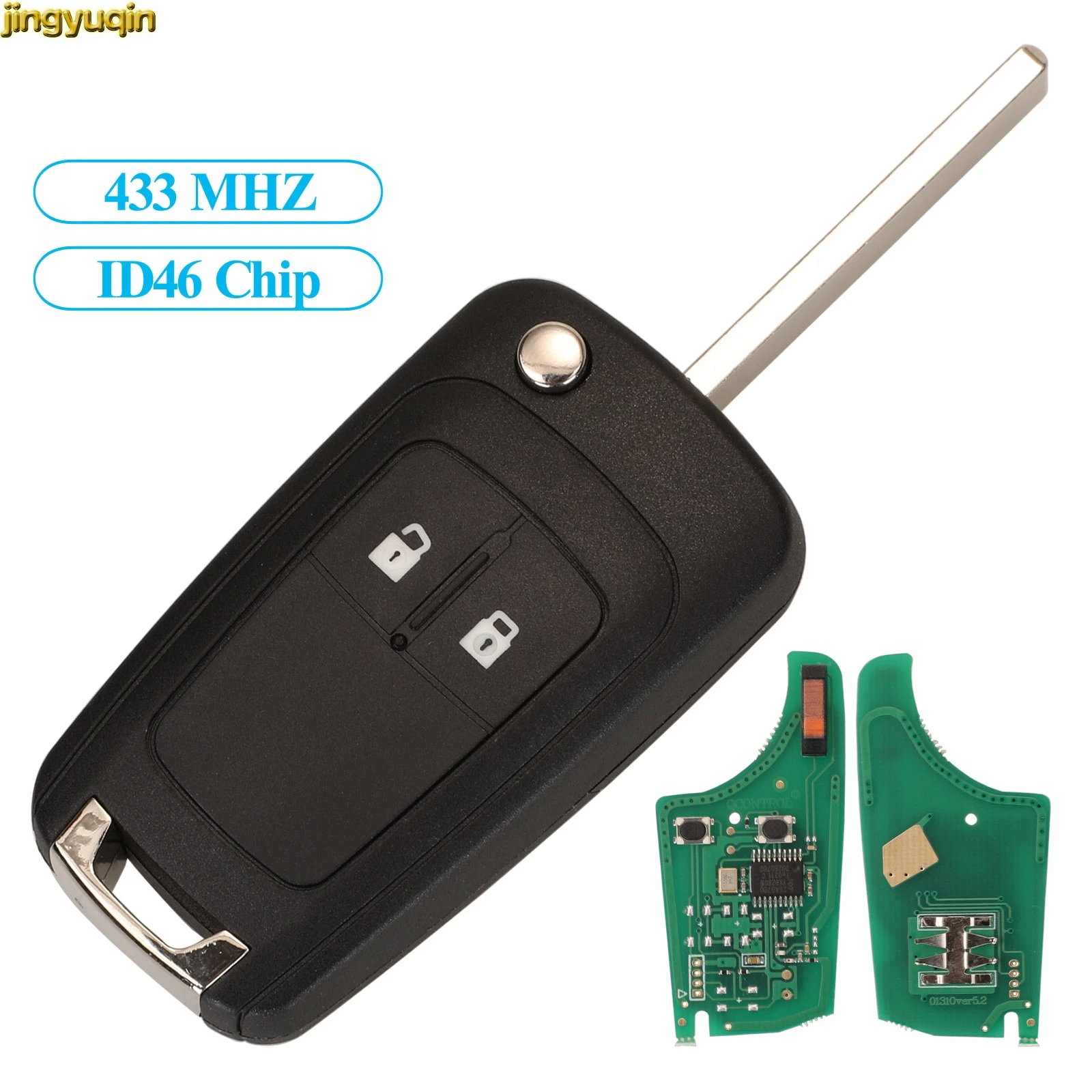 

Jingyuqin Remote Car Key Fob Control 433MHZ ID46 PCF7941A For Opel Vauxhall Astra H Corsa D Meriva B Vectra C G4-AM433TX 2B