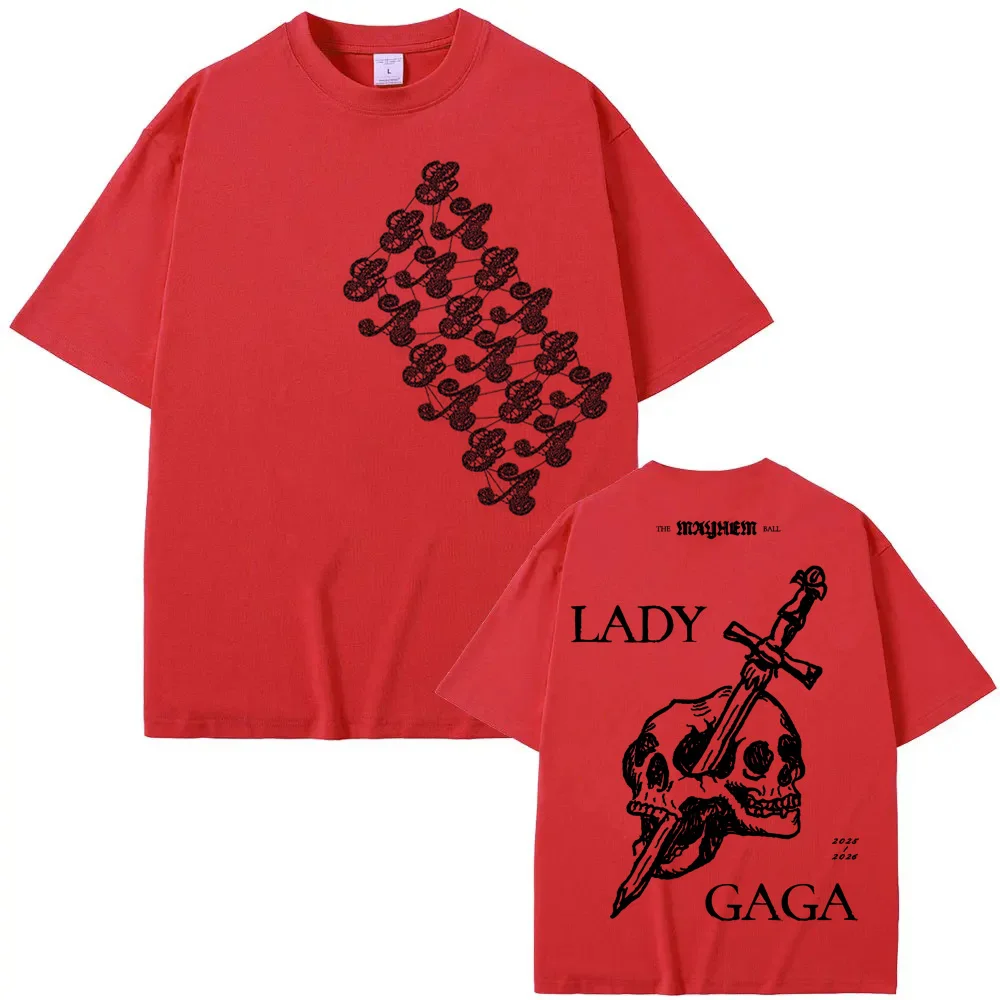 

Skull T-Shirt 2025 NEW Summer Lady Gaga 's Same Style Tee-shirt High Quality 100%Cotton Round Neck Graphic Printing Camisetas