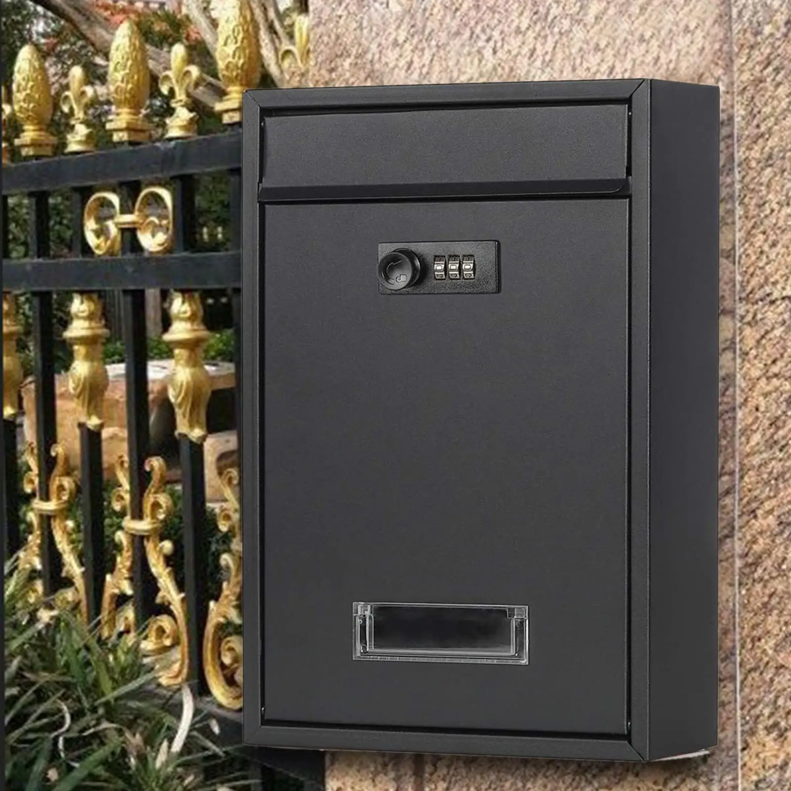 Metal Locking Mailbox , with Lock Iron for Gate Office Loading Newspaper