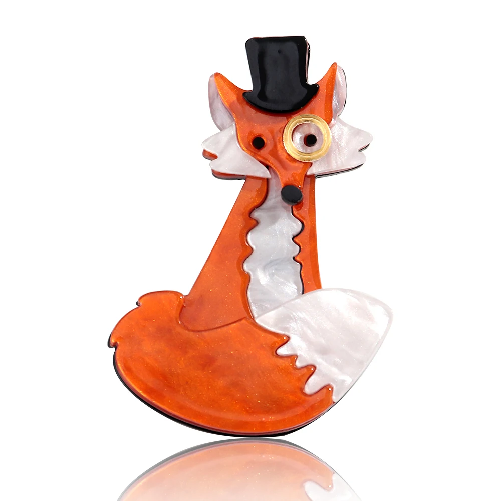 Lustige Acryl-Cartoon-Fuchs-Broschen für Damen und Herren, Niedliche Tier-Broschen aus Kunstharz, Kleidungs- und Schmuck-Accessoires – Detail 2