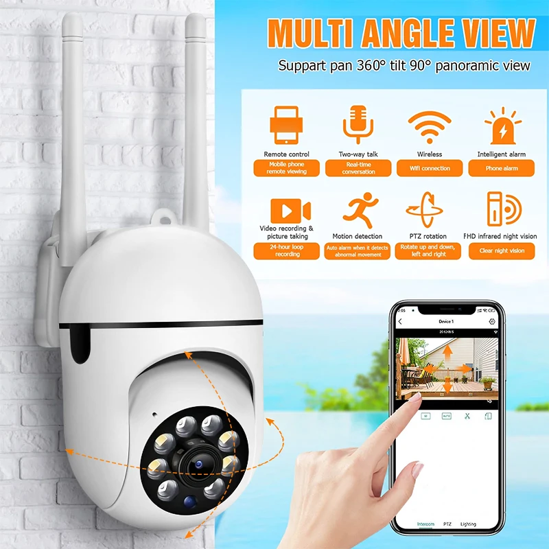 2MP HD Wireless WiFi Indoor Security Camera with Night Vision Outdoor Wireless Surveillance Camera Baby Monitor CCTV Camera
