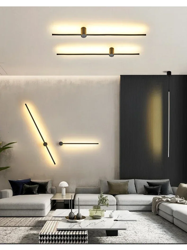

D L Modern LED Wall Lamp Long Hanging Lights Simple Nordic Living Room Sofa Background Wall Light Bedroom Bedside Floor Lamp