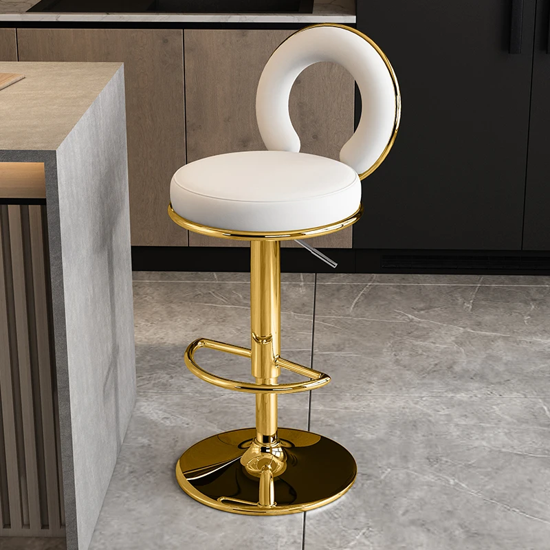 Household Round Bar Stool High Stool Lifting Back Chair Front Desk Bar Chair Swivel Simple Commercial  Cloth High Stool