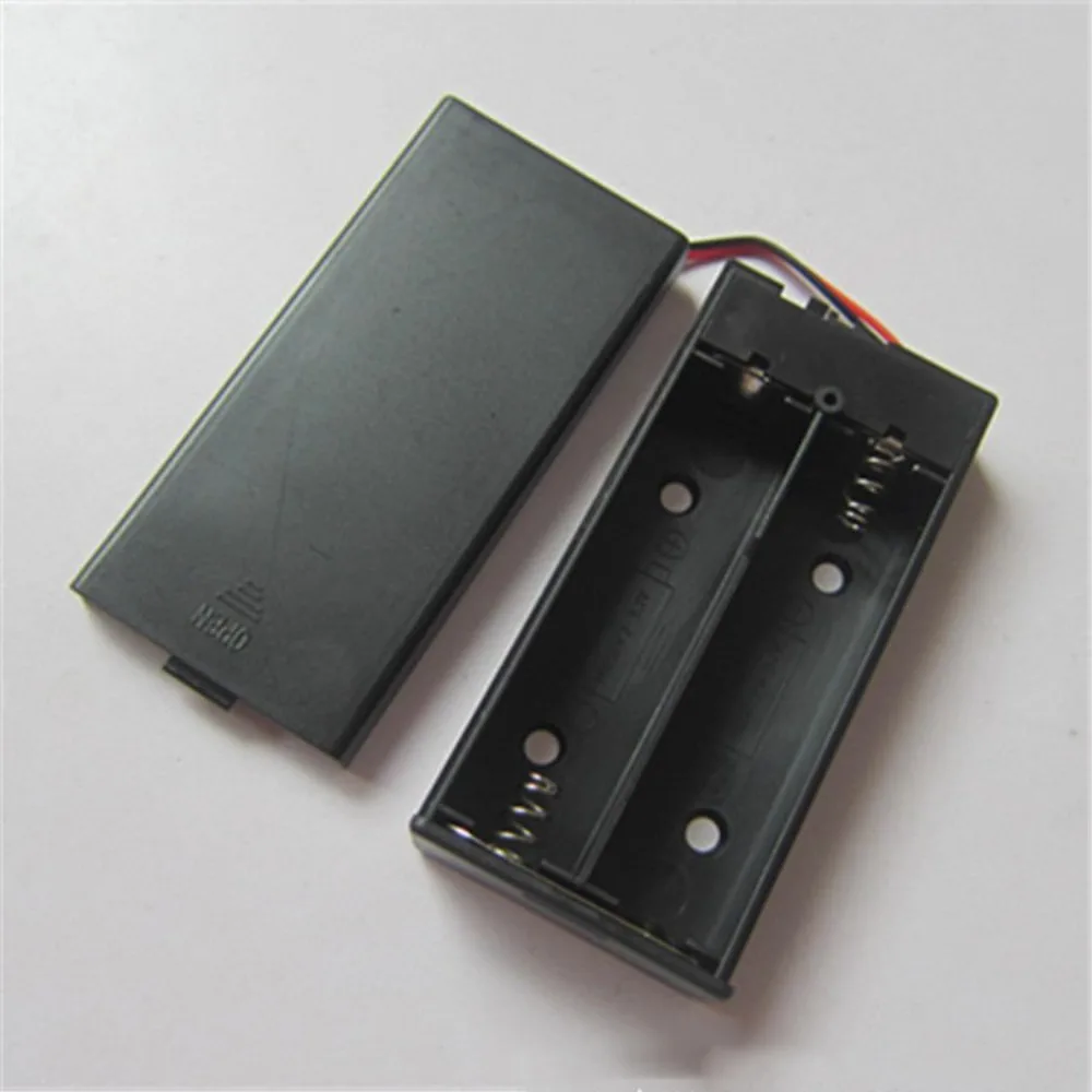 

2 Slot AA Battery Holder 7.4V 18650 Lithium Battery Box with Leads Wires ON/Off Switch and Screw Cap Case Back Cover