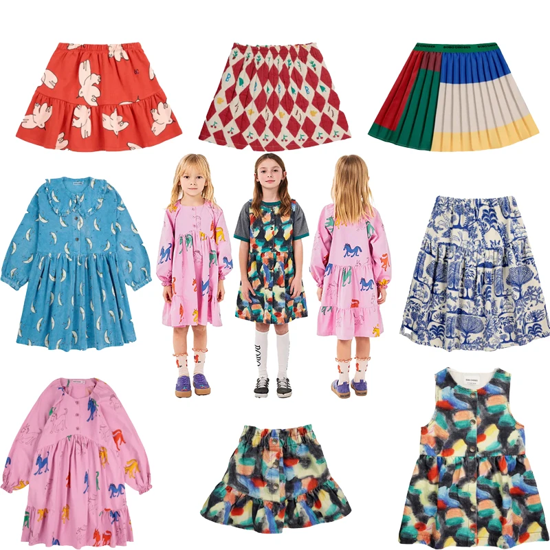 

Kids Clothes Dress 2024 Autumn/Winter New Girls Short Skirt Cartoon Printed Dress