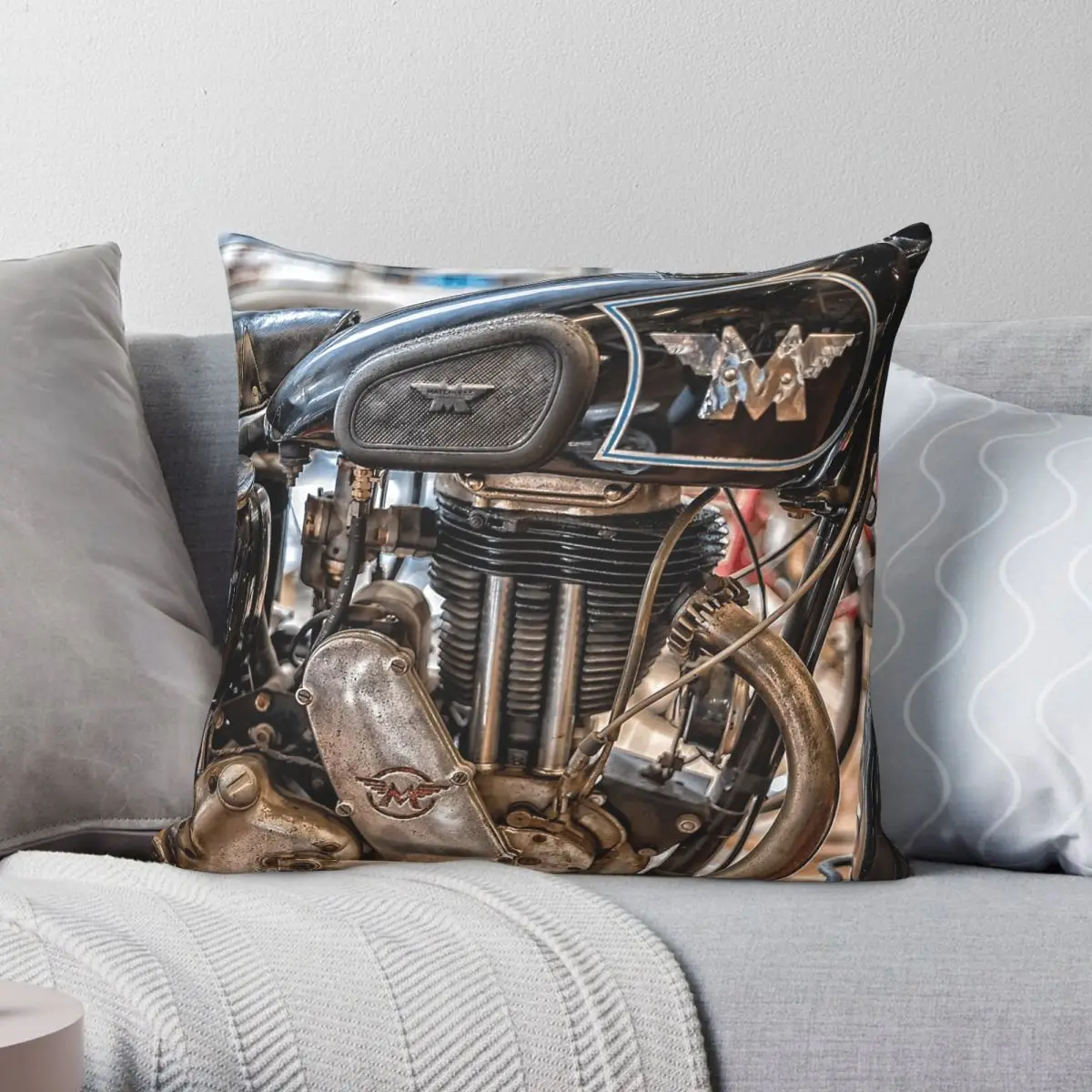Matchless British Motorcycle Pillowcase Polyester Linen Velvet Creative Zip Decor Throw Pillow Case Sofa Cushion Cover