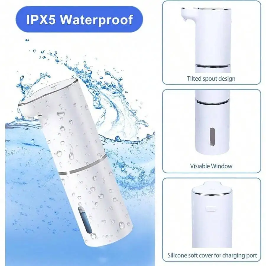 300 مللي Touchless IPX5 مقاوم للماء الذكية الأشعة تحت الحمراء الاستشعار التلقائي موزع الصابون الرغوي مضخة تنظيف المنزل الكهربائية خالية من الضغط #3