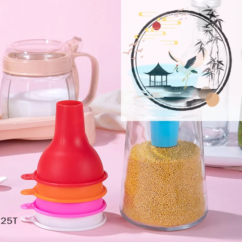 

8CM Silicone Wide-Mouth Funnel Milk Powde Bean Funnel Large-Caliber Multi-Function Wine Leak Oil Leak Kitchen Accessories