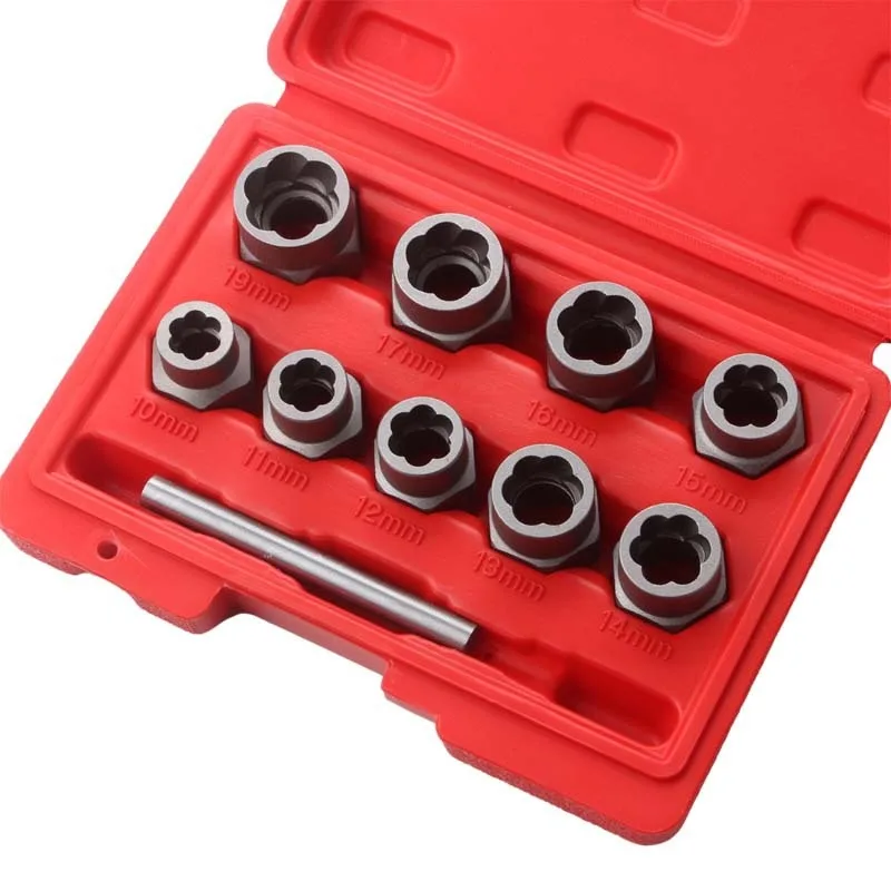 10PCS Nut Puller Set 1/2 Square Hole Gas Cannon Electric Wrench Sliding Nut Disassembly Tool Kit for Maintenance Repair
