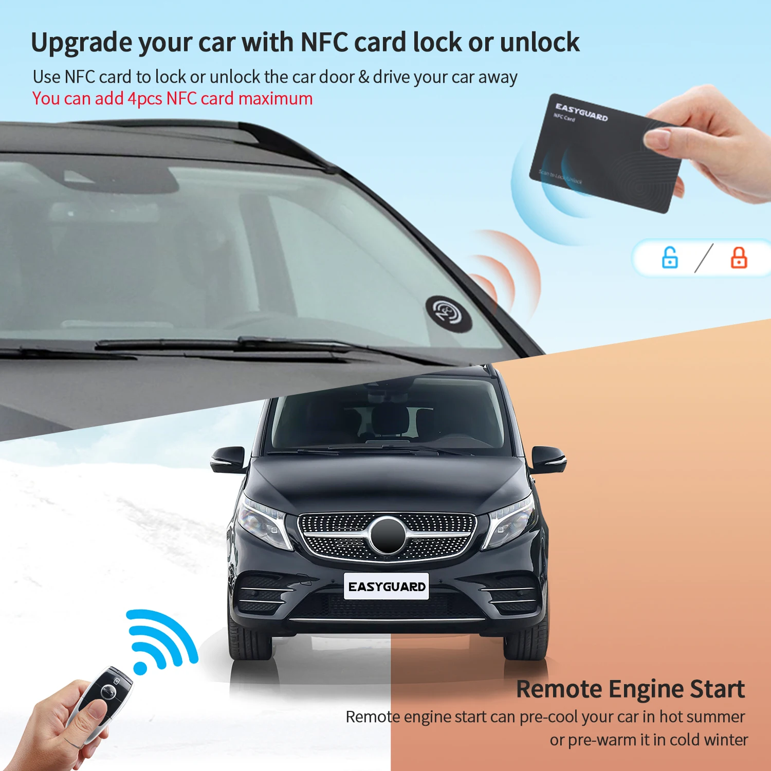 EASYGUARD semi Plug & Play PKE avviamento remoto NFC adatto per 13-15 ML W166/GL /16-18 GLS /12-18 GLA/CLA C117/12-16 Classe B/BJ90