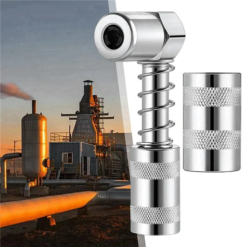 

3X Grease Nozzle Adapter Grease Gun- Accessory 90 Degree Grease Coupler Adapter With Sleeve 3 Jaw Angle Grease Tool