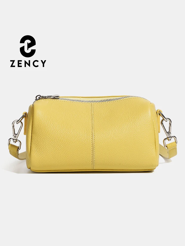 Zency Women's Handbag 100% Genuine Leather Ladies Shoulder Crossbody Bag Fashion Hobos High Quality Satchels Yellow Summer Small
