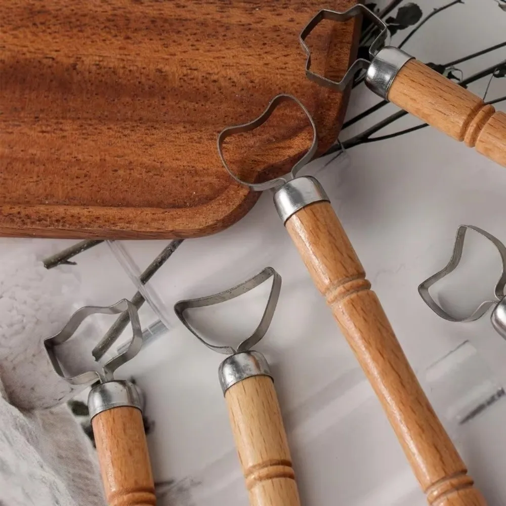 5 Pcs/set Replaceable Pottery Tool Diy Craft Scraping Tool Pottery Handle Making Tool Texture Sculpture Clay Pattern Roller