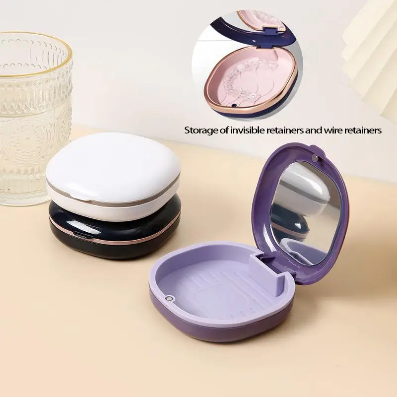 

Контейнер для зубных протезов с магнитной крышкой, футляр для хранения искусственных зубов, капы, элайнеров, брекетов, ортодонтических устройств, для гигиены полости рта