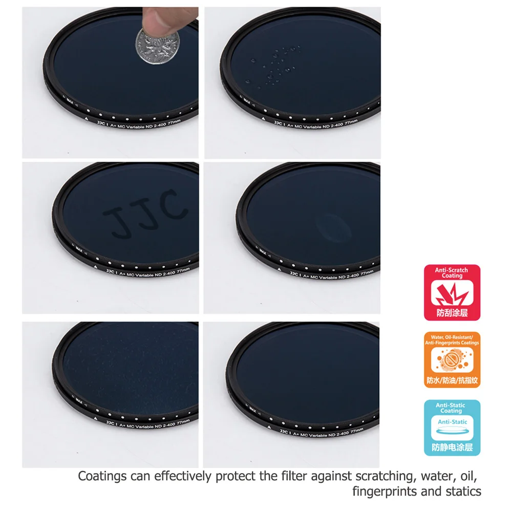 ND Filter-filtro de lente ajustable de densidad neutra, accesorios de fotografía de 49mm, 55mm, 58mm, 67mm, 77mm y 82mm, ND2-400 Variable