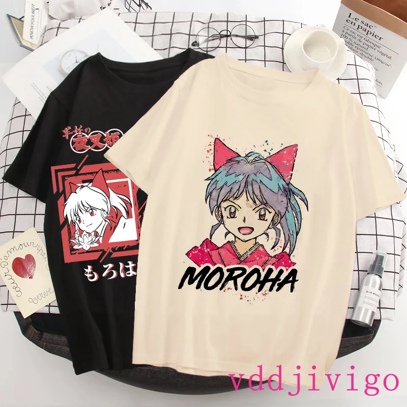 Anime Cartoon Hip Hop Tee Tops Inuyasha Mange Y2k T-Shirt Feudal Demon Korean Style Tshirts Sesshoumaru Higurashi Kagome T Shirt