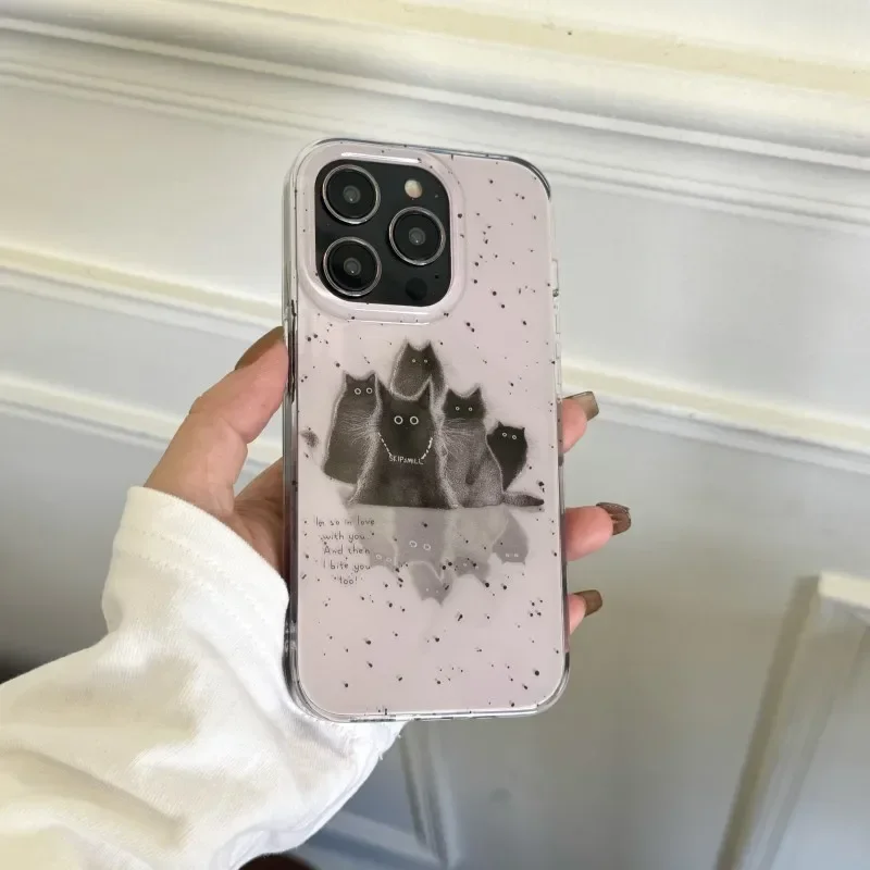 Rap music Black cat Street Art Phone Case For iPhone 16 15 14 13 12 11 Pro Max Case Cute Retro Cartoon luxury shockproof Cover