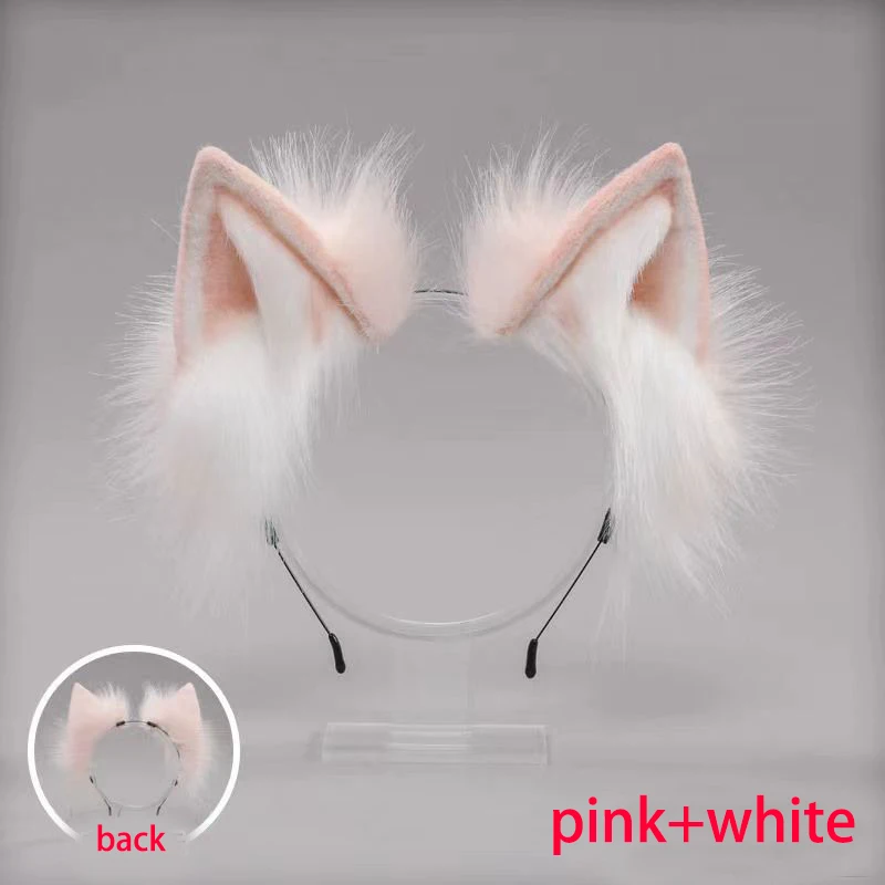 Bandeau Oreilles de Renard en Peluche Blanche, Oreille de Chat Douce, Bandeau Cosplay, Fait à la Main