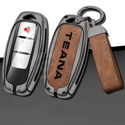 Leather Zinc Alloy Car Key Cover Case Shell For Nissan Teana J32 Holder Keychain Keyring Keyless Key Fob Accessories