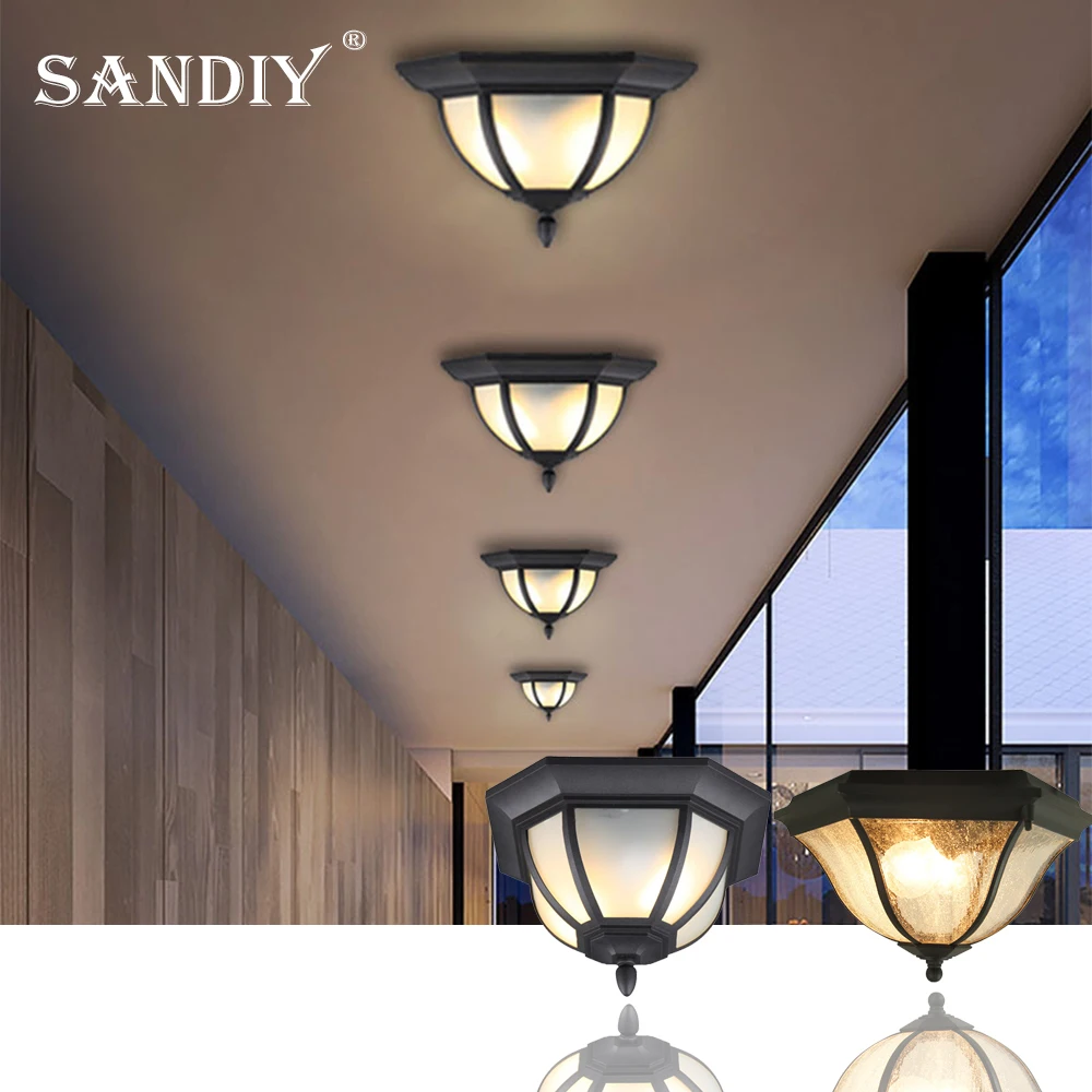 SANDIY 2025 Vintage Outdoor European Waterproof Ceiling Light Rainproof Balcony Outdoor Gazebo Light Corridor Aisle Patio Lights