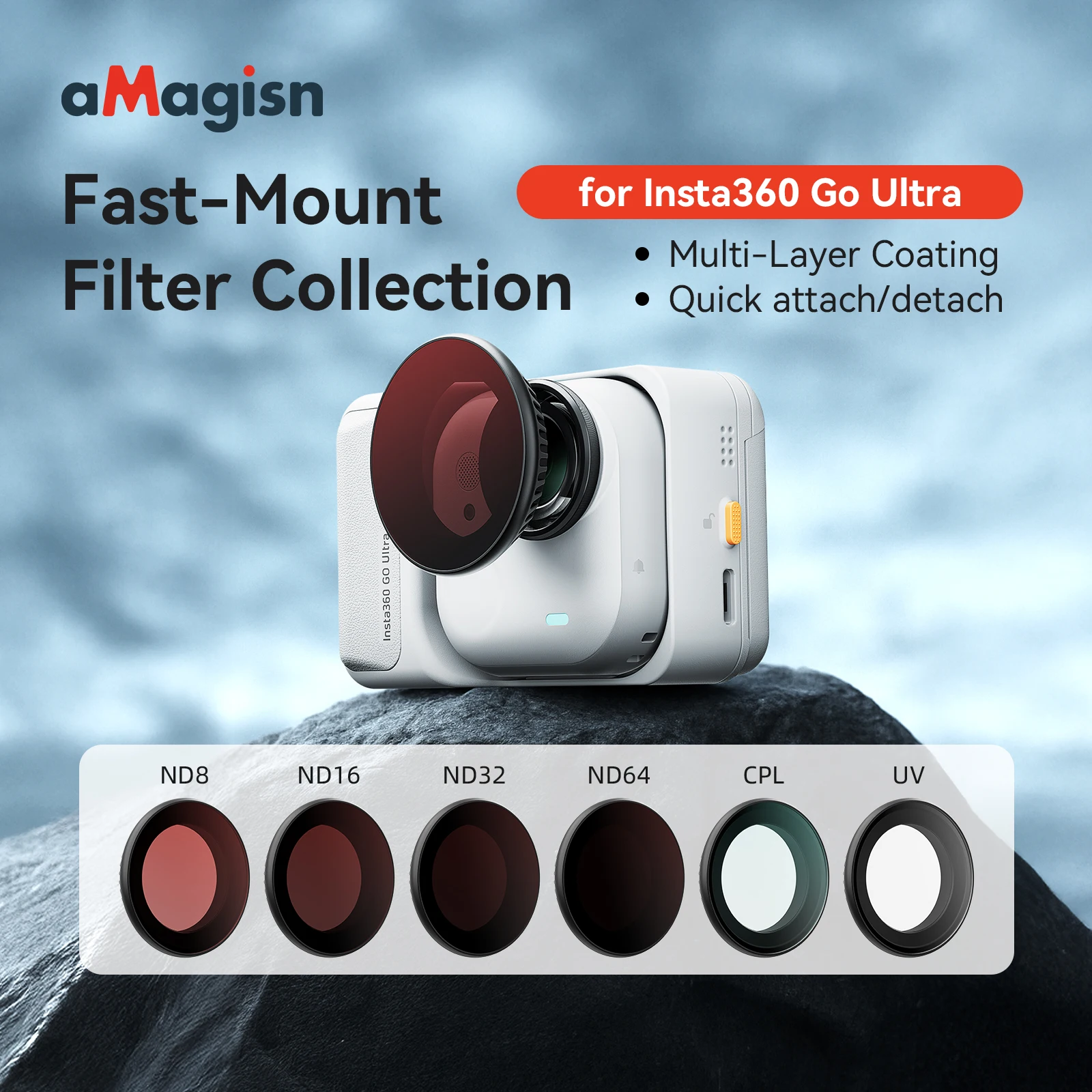 

CPL ND UV Waterproof Filter Optical Glass HD Scratch-Resistant Filter for Insta360 Go Ultra Action Camera Accessories