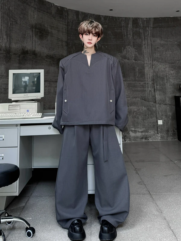 

Осень 2023, мужская толстовка на молнии, дэт, повседневные брюки, комплект из двух предметов, чистый цвет, модный бренд, элитный модный ансамбль Sensation