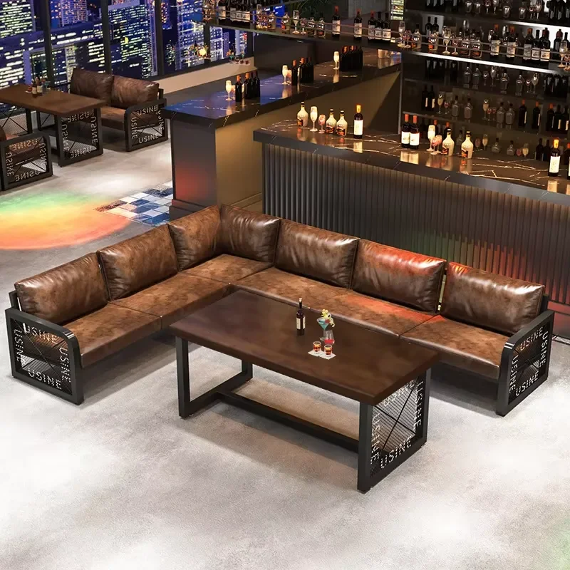 Industrial-Style Commercial Bar Table Chair Combination Small Tavern Bar Coffee Shop Dining Furniture Set Western Restaurant
