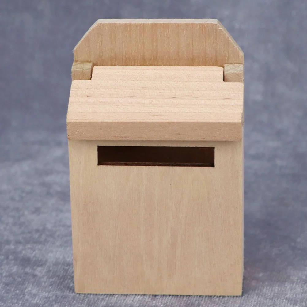 Mini Blank Mailbox Model Miniature Wood Mailbox House Wood DIY Mini Mailbox