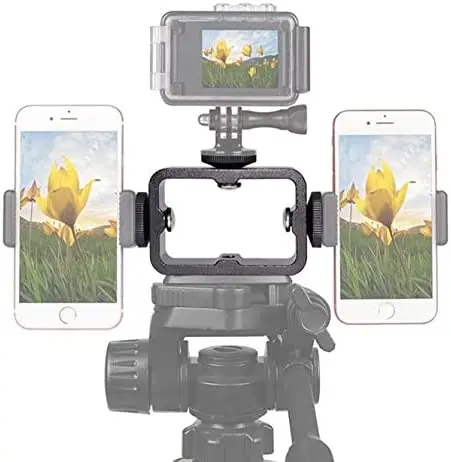 Tripod Mount Adapter Kit for 3 Devices. Works with Smartphones, iPhone, Android, GoPros, DSLR Cameras, Mic, LED, Ring Lights.