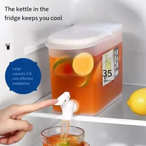3.5L 대용량 냉수 투수 냉장고의 수도꼭지가 있는 차가운 주전자 아이스 음료 디스펜서 냉장고 및 마개