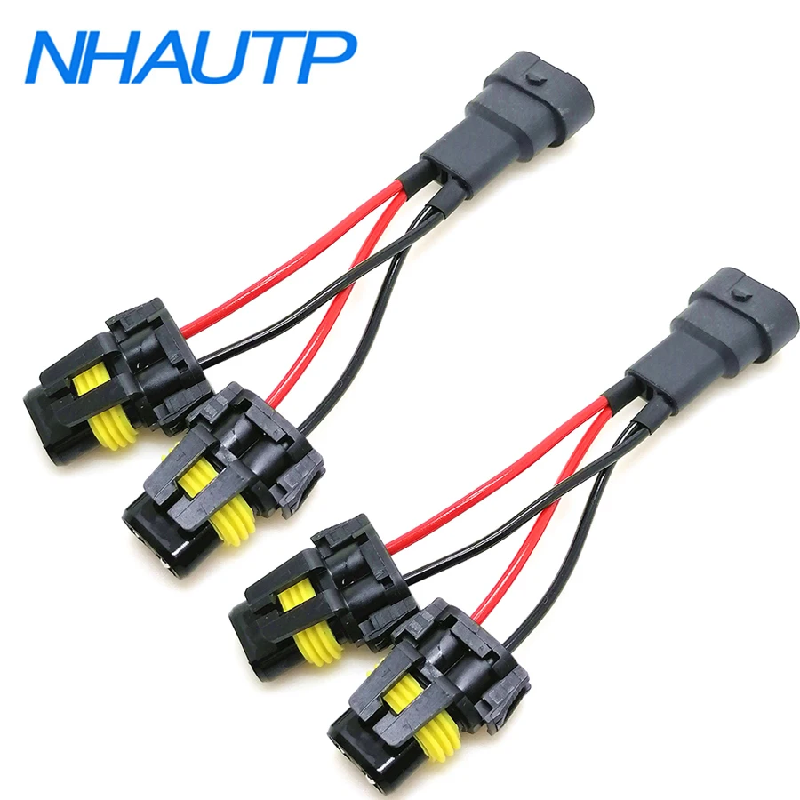 Nhautp 2pcs 9005 hb3 9006 9006 Buchse ein Stecker auf zwei Buchse Adapter Konvertierung Kabelbaum Stecker DC12V