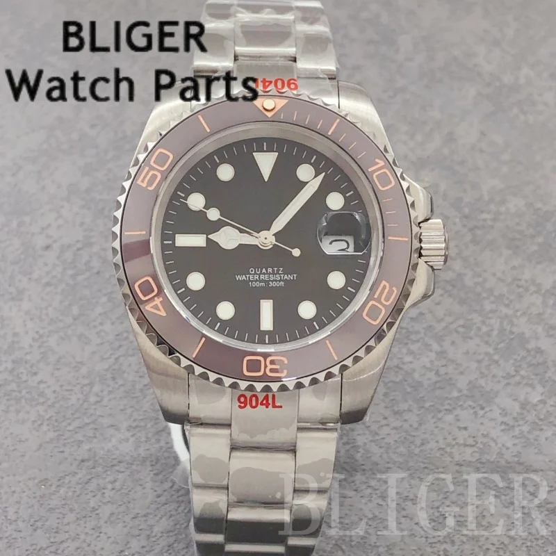 BLIGER 36 مللي متر 38 مللي متر 40 مللي متر روندا 515 ساعة يد تعمل بالحركة للرجال الياقوت كوب سيراميك الحافة الفولاذ المقاوم للصدأ الغوص ساعات كوارتز رجالية