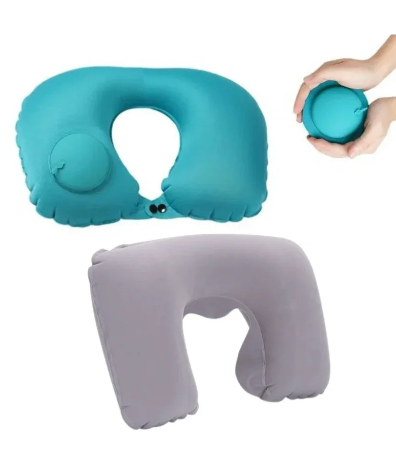 Press on Inflatable Pillow to Relax Neck Travel U-shaped Pillow Foldable and Portable with Leak Proof Device Ordinary U-shaped