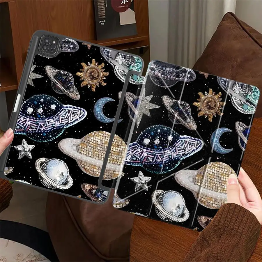 Funda con Soporte para Tablet iPad Pro 2025 Mini 6 7 Pro 11.ª 10.ª 9.ª 8.ª 7.ª 12.9 pulgadas Air 4 5 M3 M2 M4 11 pulgadas Diseño Planet Art