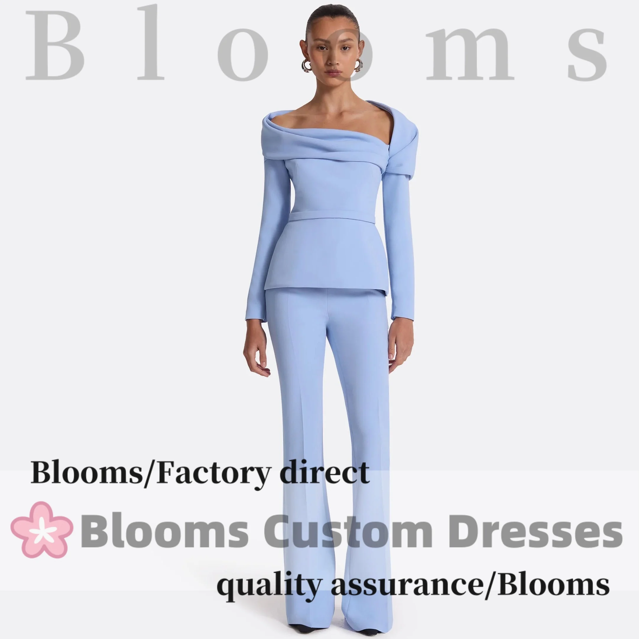 

Customized Long Sleeves Off Shoulder Pantsuit Evening Dresses for Wedding Guest Jersey Formal Party Gown Plus Size