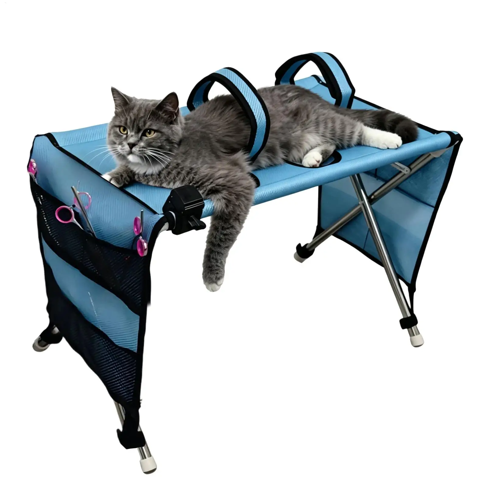 Stainless Steel Pet Hammock Detachable Dog Grooming Bed Anti Scratch Puppy Nursing Gear Portable For Home Pet Beauty Bath Care