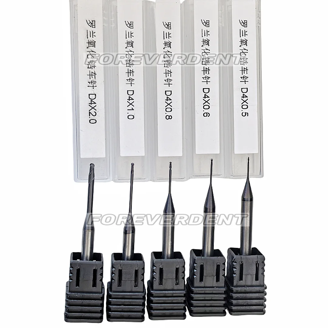 Dental Roland DLC Bur CAD CAM Zirconia Milling Burs D4 Cutting Bur Coated ∅0.5/∅0.6/∅0.8/∅1.0/∅2.0