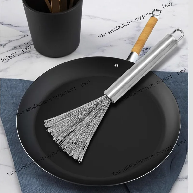 Stainless steel pot brush with handle, household tableware, kitchen and dining utensils, steel wire dishwashing pot brush