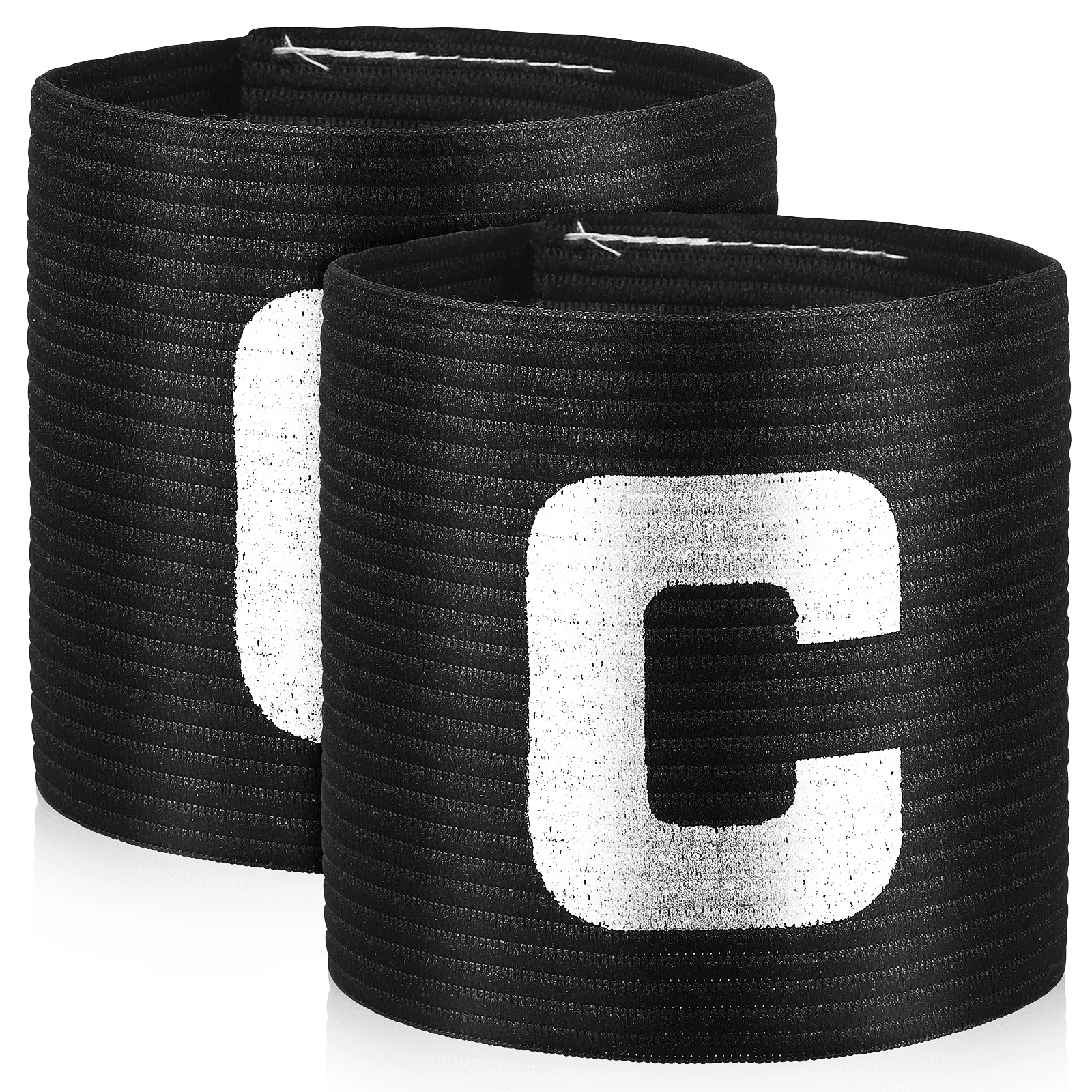 

2pcs Football Captain Armband Adult Kids Soccer Black Elastic Sports Arm Bands Team Leader Comfortable Secure Closure Captain